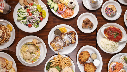 Max and Louie's plated meals and desserts