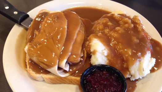 open-faced turkey sandwich, thanksgiving fare